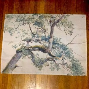 Botanical tree neutral fabric wall hanging